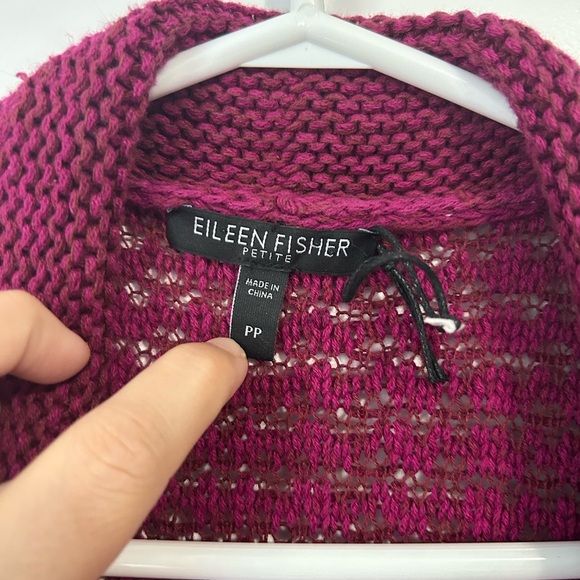 Eileen Fisher Purple Knit Open-Front Cardigan - Picture 2 of 8